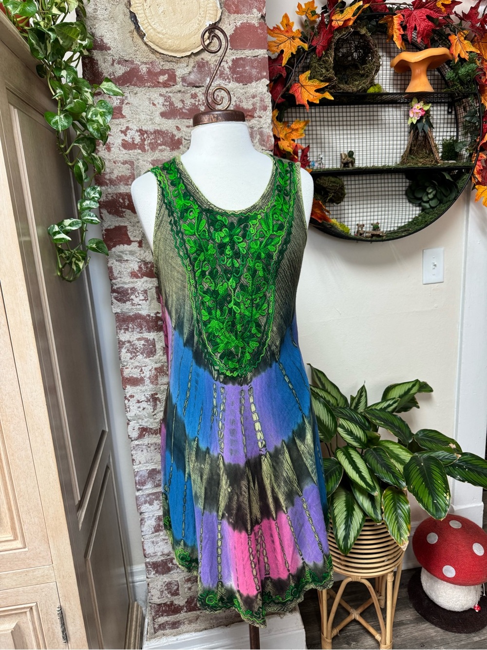 Boho Hippie garden Fairy Festival Embroidered Dress S/M